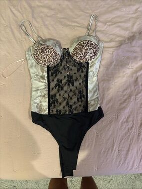 Blue Blush Taupe and Black Animal Print Bodysuit